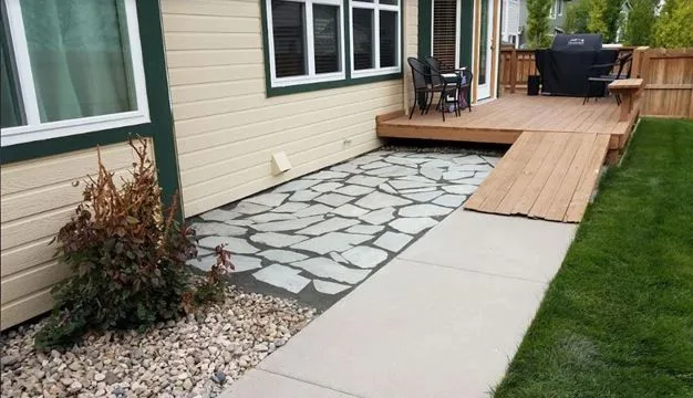 Flagstone path installed by V3 Lawn Care